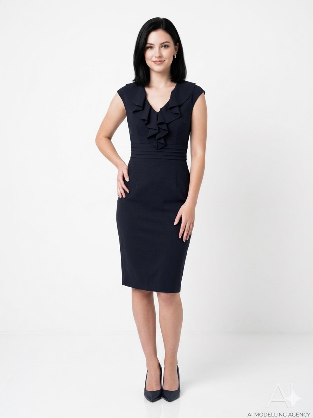 $550 Zac Posen Ruffled Collar Floral Midi Embroidered Zipped Dress Size 4 Women